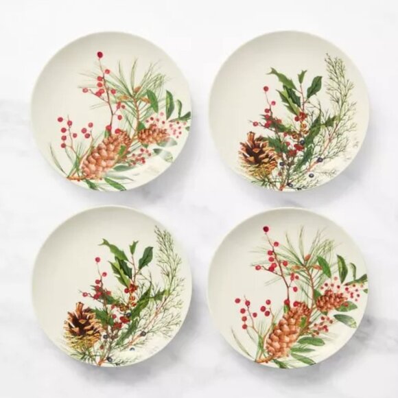 Williams Sonoma Set of 4 Woodland Berry 6.5" Appetizer Plates - Picture 1 of 9